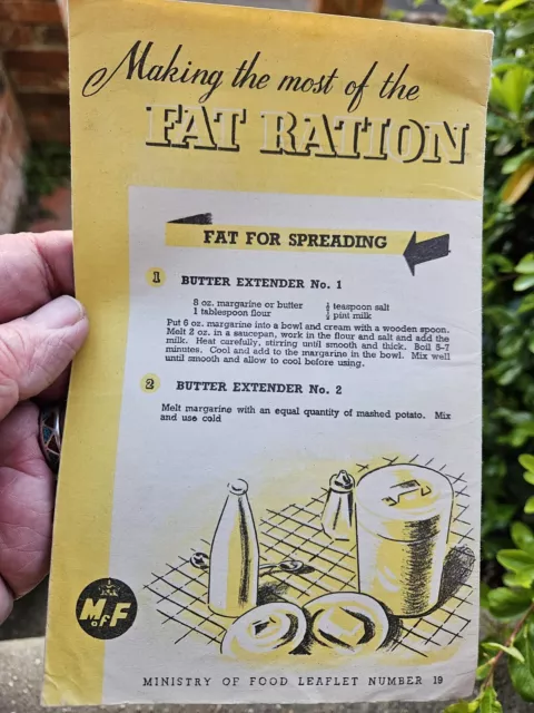1940s 2nd World War Home Front Ministry Of Food Leaflet -Fat Ration