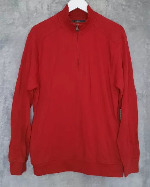 Greg Norman Uomo Cerniera 1/4 - Golf - Pile/Maglione - Rosso - Piccolo