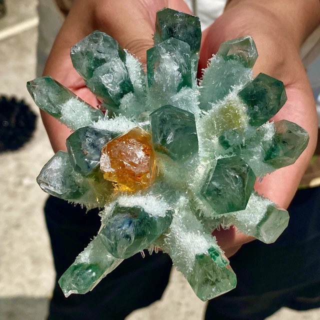 1.2LB New Find Green Phantom Quartz Crystal Cluster Mineral Specimen Healing 7