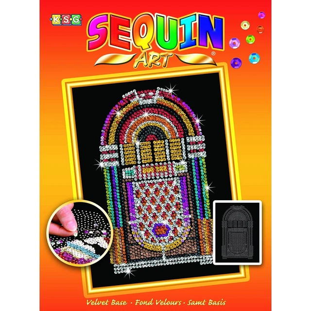 Musikbox Paillettenbild Sequin Art 28x37cm - Jukebox Pailletten Bastelset Musik