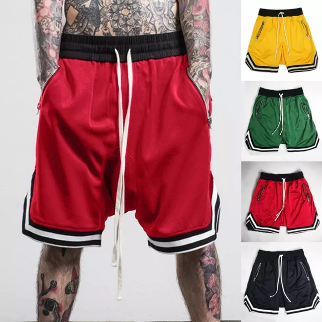 Men Elastic Rope Stretch Mesh Breathtable Loose Casual Solid Color Sports Shorts