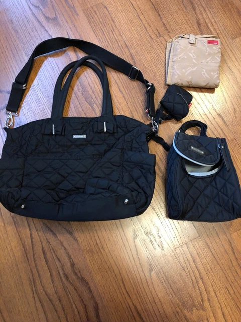 Storksak Bobby Black Diaper Bag, Baby Changing Mat Insulated Bottle Bag