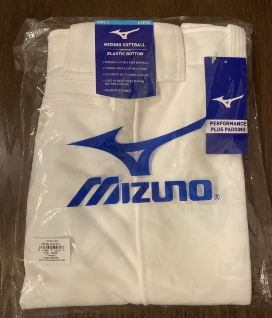 Mizuno Girls' Belted Fastpitch Softball Pant White Youth Large