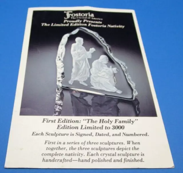 FOSTORIA GLASS Holy Family Nativity Ltd ED Promotional LEAFLET Illustrated 1979