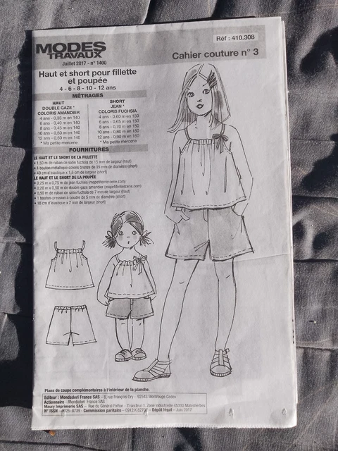 Patron Vêtements Poupée Modes Et Travaux Septembre 2014 - Non Découpé, Complet, Pour Enfant