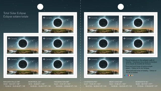 CANADA 2024 TOTAL Solar Eclipse Booklet 10 Stamps Sun Moon Rare ...