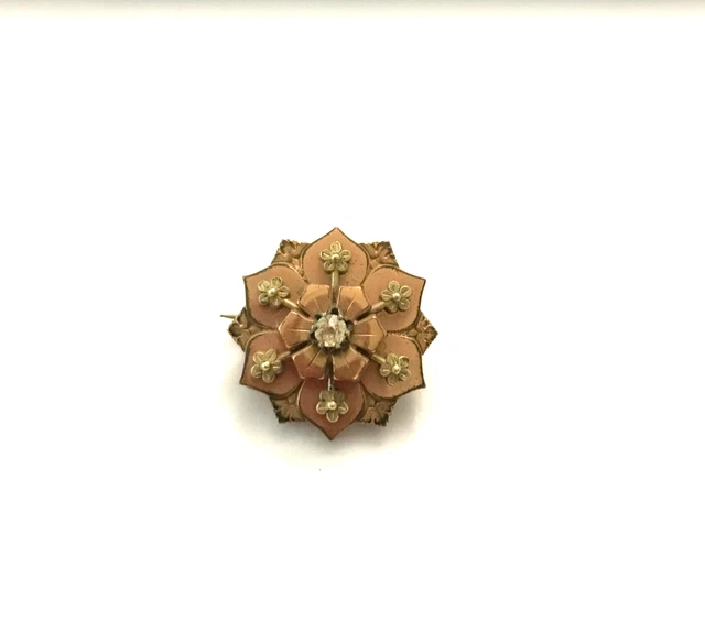 Broche Ancienne Plaqué Or MURAT - Forme Trèfle à 3 Feuilles, Bon état D'usage, Vintage