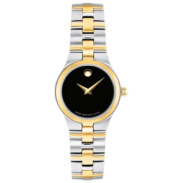 Movado Women's Watch Juro Quartz Black Dial Two Tone Bracelet 0607445