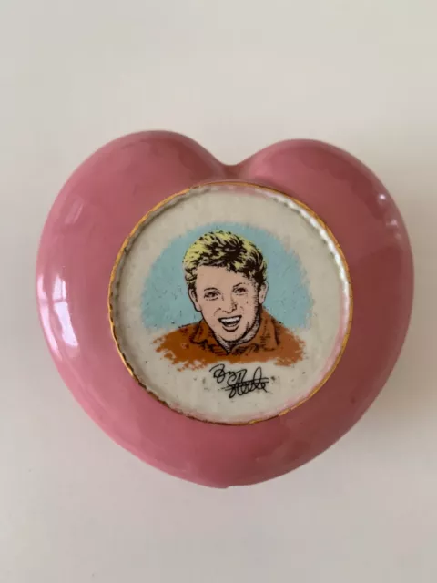 Wade Original Tommy Steele  Pink Heart  Shaped Casket 1960s Lidded Trinket Dish