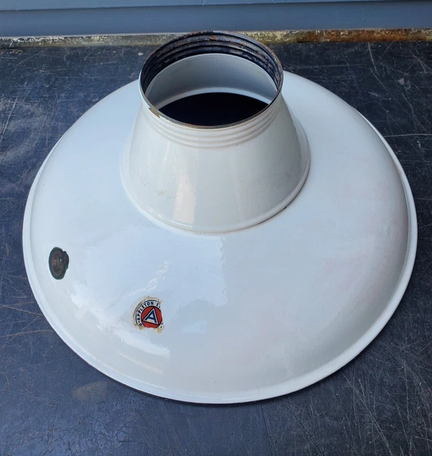 VTG Appleton White Porcelain Enamel Barn Light Shade 16" Gas Station Industrial