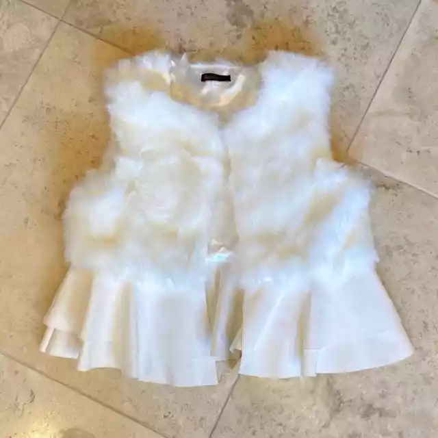 Ella Moss NWOT faux fur and vegan leather peplum lined vest Size 12yrs