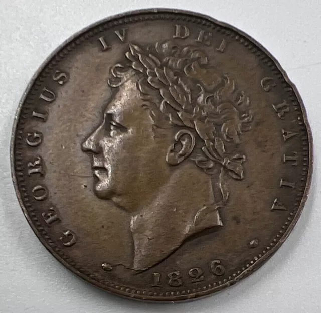 1826 George IV Farthing | British Copper Coin | Very Fine Grade | e1427