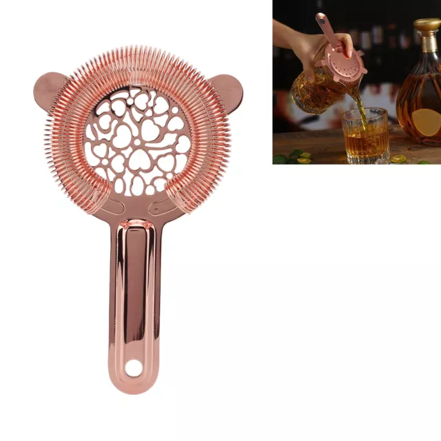 (Rose Gold)Cocktail Strainer Stainless Steel Gorgeous Glossy Bartending Ice SN