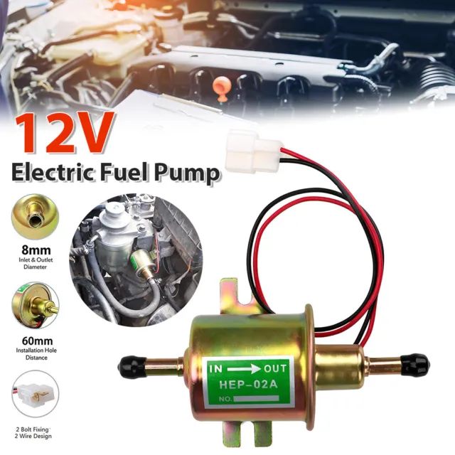 12v Electric Fuel Pump Low Pressure Bolt Fixing Wire Diesel Petrol Hep-02a