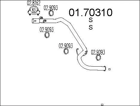 TUYAU D'éCHAPPEMENT PEUGEOT J5 CAMION PLATE-FORME/CHâSSIS 2.5 TD