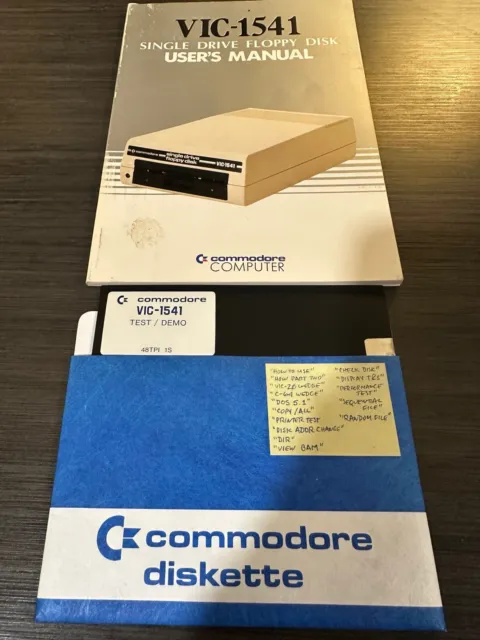 VIC-1541 disk drive manual and tested demo disk VIC-20 C64 Commodore 64 computer