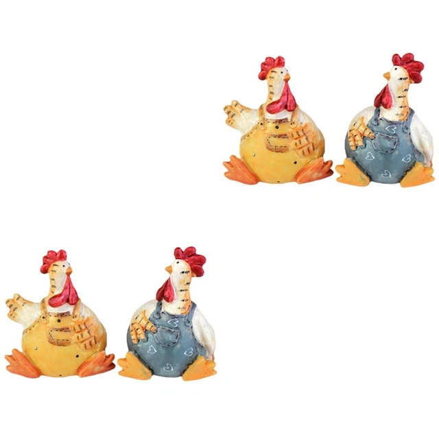4 Stück Huhn-Statue Henne-Figur-Ornament Mikro-Landschafts-Miniaturen