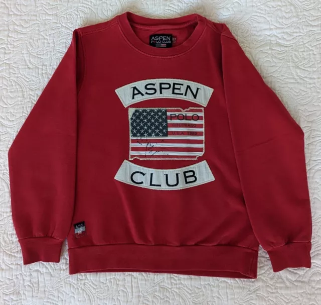 Boys sweatshirt red  Polo aspen club USA flag  age 7 to 8 years