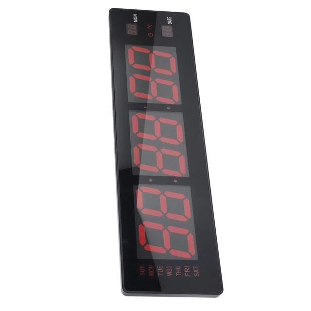 Braun Horloge murale numérique avec température intérieure, date, jour de la semaine, grand écran LCD inversé, réglage rapide, alarme sonore en blanc, modèle BC14W Braun Horloge murale numérique avec température intérieure, date, jour de la semaine, grand écran LCD inversé, réglage rapide, alarme sonore en blanc, modèle BC14W