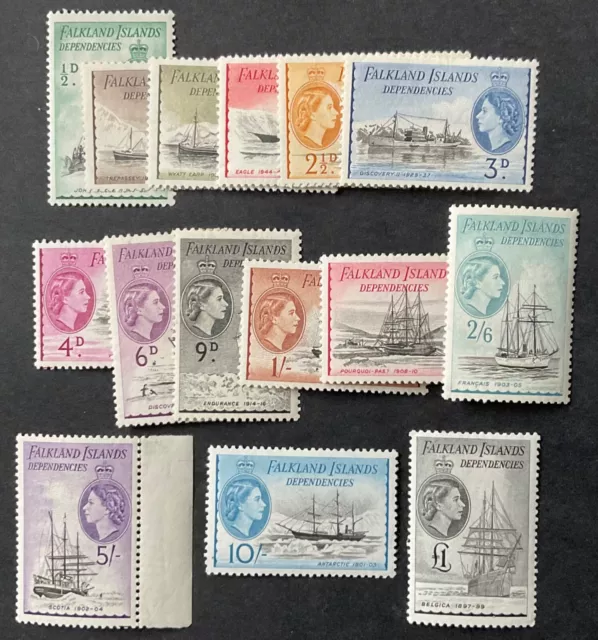 Falkland Islands Dependencies 1954 full set of 15 x stamps mint hinged