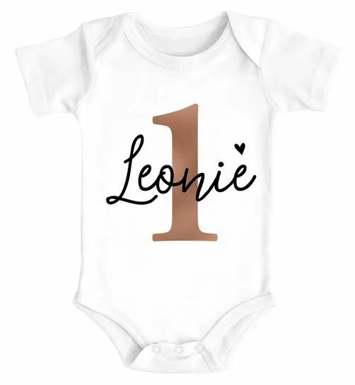 Baby Body mit Name zum Geburtstag Geburtstags-Shirt personalisierbar mit Namen