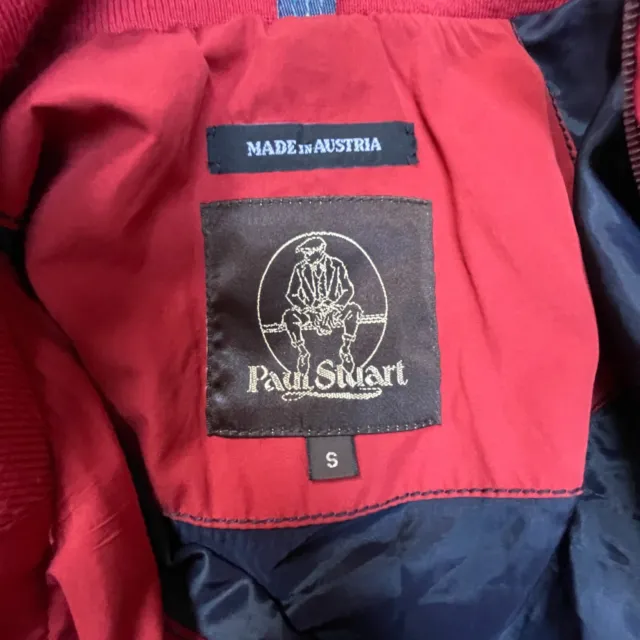 PAUL STUART MEN'S Red Full-Zip Bomber Jacket Small Rib-Trim Pockets ...