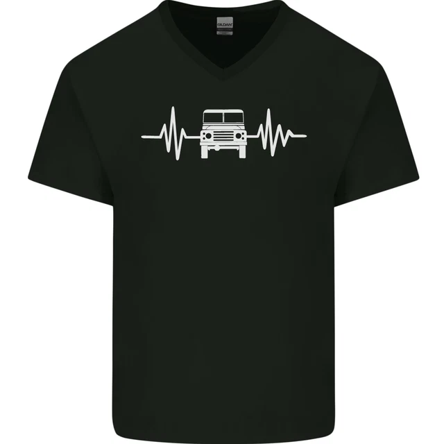 4X4 Heart Beat Pulse Off Road Roading Mens V-Neck Cotton T-Shirt