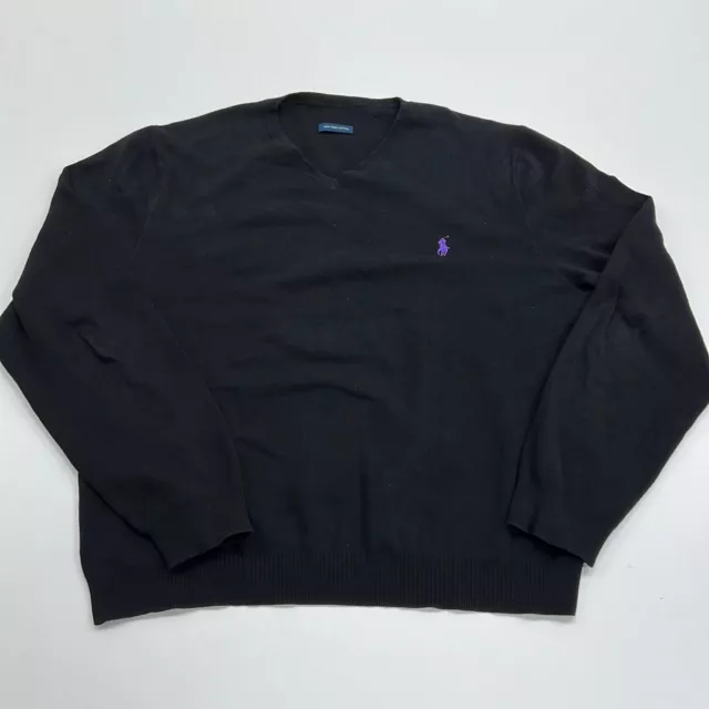 Polo Ralph Lauren Men's Black Knit V-Neck Long Sleeve Pullover Sweater Size 2XL