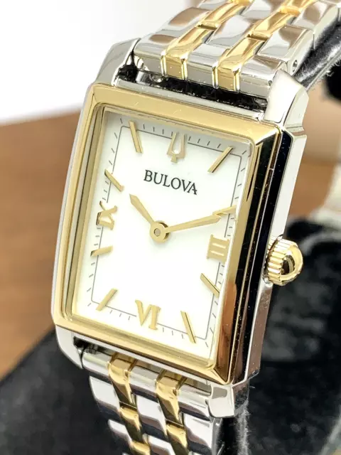 Bulova Women's Watch 98L308 Sutton Quartz Mother of Pearl Dial Two Tone Tank