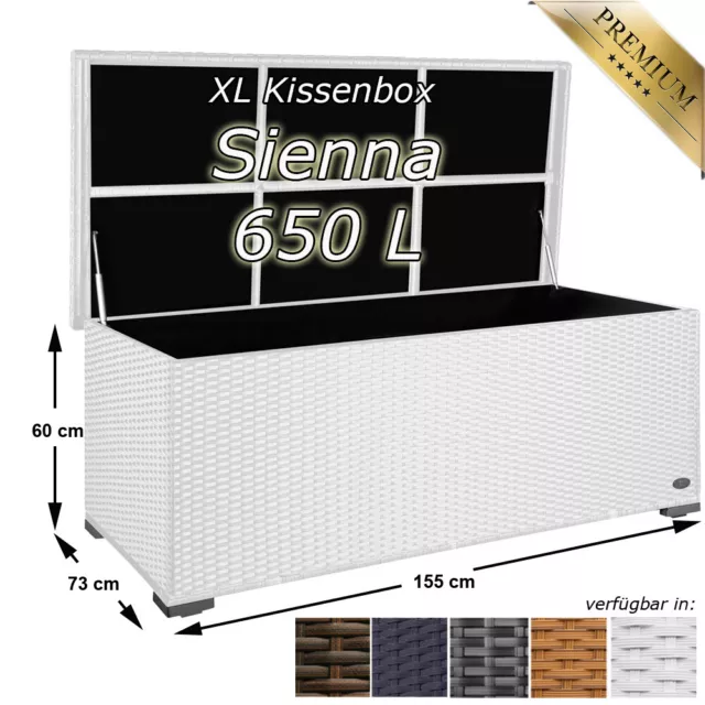 Kissenbox Auflagenbox Gartentruhe Gartenbox Truhe Box Polyrattan Rattan Weiss XL