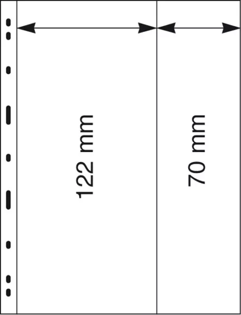 5 LINDNER 082 UNIPLATE Blätter glasklar 2 Taschen vertikal 122 & 70 x 276 mm