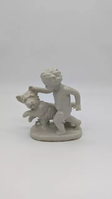 Gräfenthal Porzellan Figur Knabe Junge mit Hund