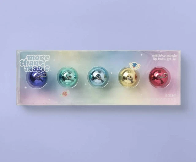 More Than Magic Disco Ball Lip Balm Gift Set 5 pc Multicolor Mistletoe Mingle