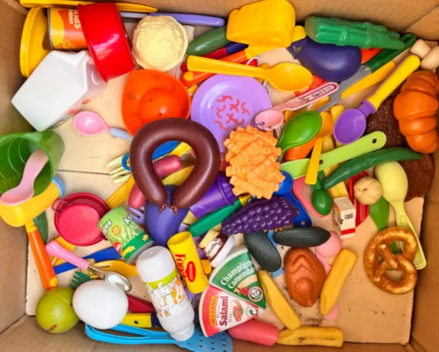 Küchenutensilien Spielsachen Konvolut 210 Teile Kaufmannsladen Obst Lebensmittel
