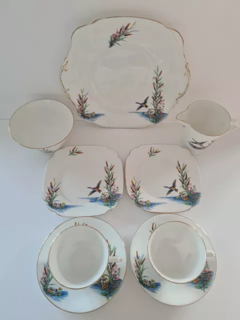 Vintage Art Deco Tea Set For Two Royal Standard Pottery Mallard Ducks 1934