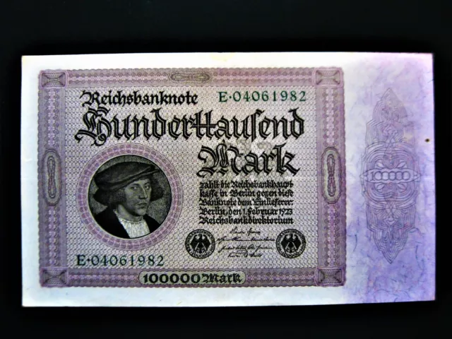 Reichsbanknote  100.000 Mark  1923  gute Erhaltung !!