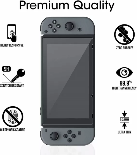 Protector de pantalla vidrio templado para Nintendo Switch paquete de 2 3