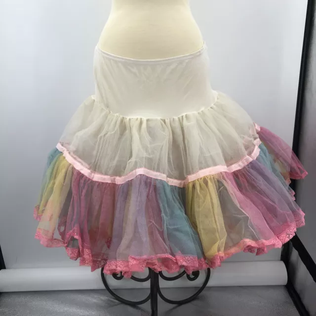 VINTAGE MONA OF Hollywood Rainbow Crinoline Petticoat Skirt Large Pink ...