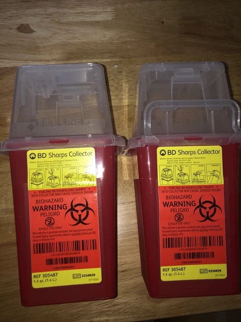 BD Sharps Container 1.5Qt Nestable Red Waste Collector #305487 New Set of 2