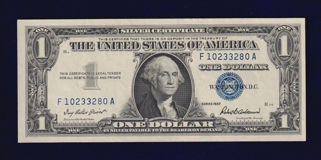 Crisp Uncirculated 1957 United States $1 Dollar Currency Silver Certificate Note