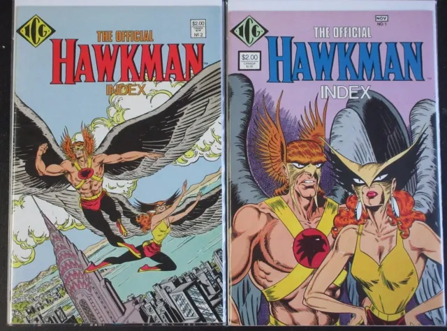 OFFICIAL HAWKMAN INDEX #1,2 Full Set! (NM-) DC 1986 Hawkgirl