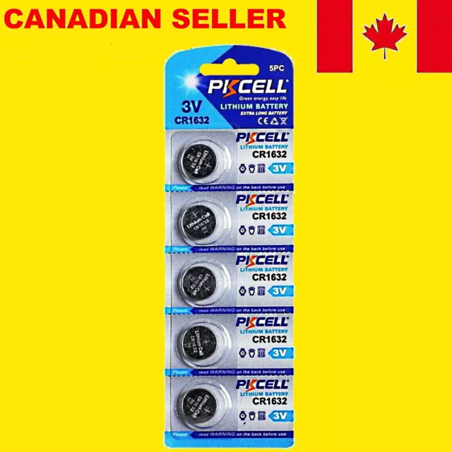 5 Pcs CR1632 Lithium Battery 3V Button Coin Watch Cells Batteries PKCELL