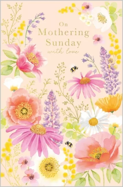 Mothering Sunday Card Spring Flowers - Gold Foil Detailed Mothers Day Card