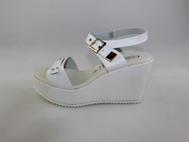 chaussures femme CINZIA SOFT 40 EU sandales blanc cuir DF516