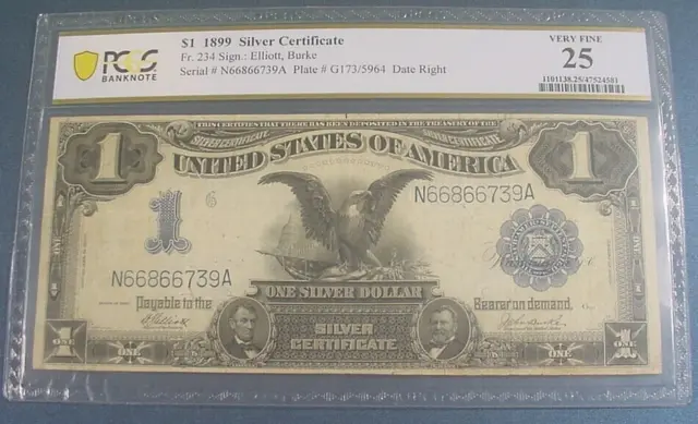 Fr. 234 1899 $1 One Dollar Silver Certificate Black Eagle PCGS VF 25 #N66866739A
