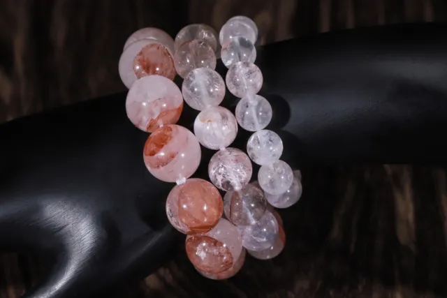 Rosa Del Himalaya Cristal de Cuarzo Pulsera Rough Liso Bola Joyería 8mm/10mm