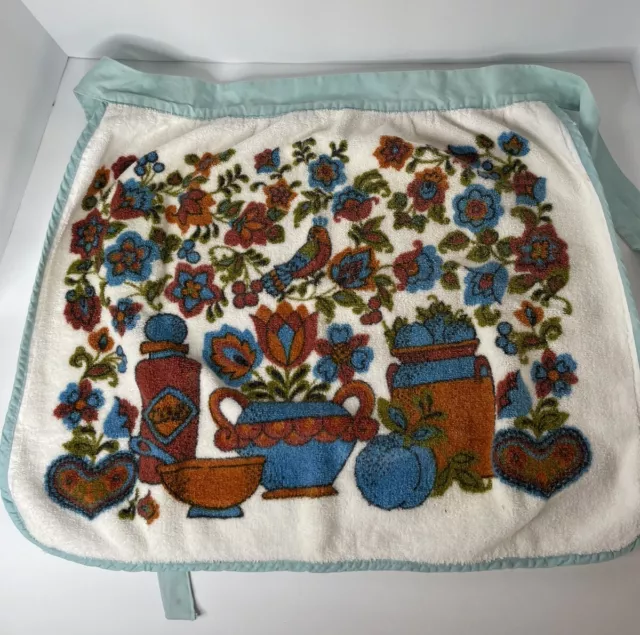 Vintage Half Apron Terry Cloth Towel Bird Kitschy 70’s Retro Granny Core