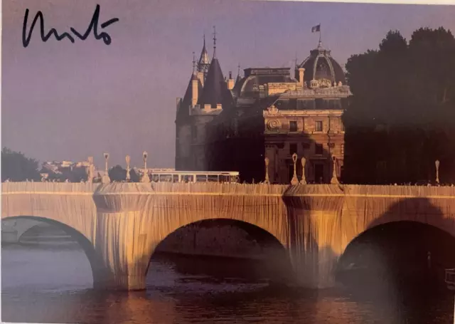 Christo & Jeanne-Claude signed art card THE PONT NEUF WRAPPED, PARIS, 1975-1985