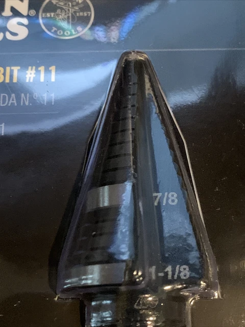 Klein Tools KTSB11 Double-Fluted 7/8" - 1-1/8" 3-Hole Step Drill Bit #11 2