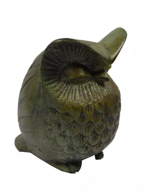 Bronze chunky owl statue sculpture - Goddess Athena symbol of wisdom